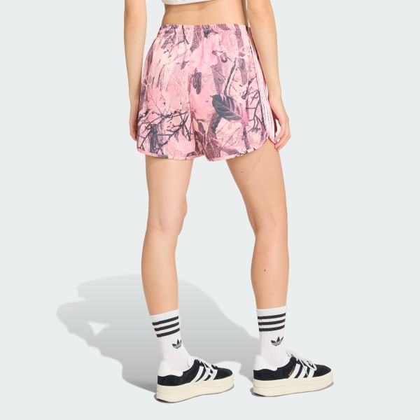 Rosa Pantaloncini adidas Originals Leaf Camo Stampa Satin