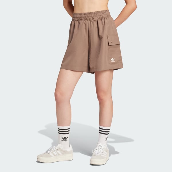 Marrom Shorts Cargo Cós Alto Essentials