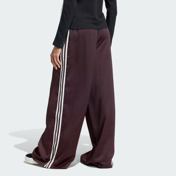 Brown 아디컬러 새틴 와이드 레그 트랙 팬츠