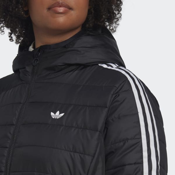 Preto Casaco Justo com Capuz Premium (Plus Size)