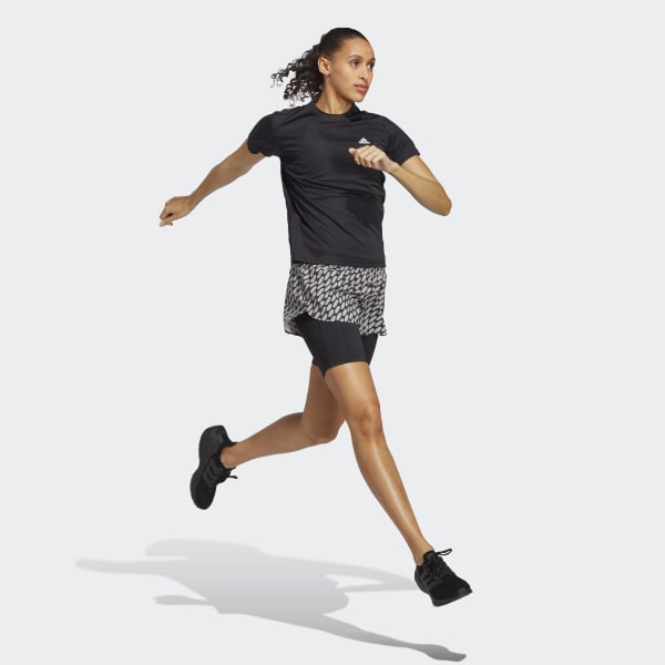 Brun adidas x Marimekko Run Icons 3 Bar Logo 2-in-1 løbeshorts