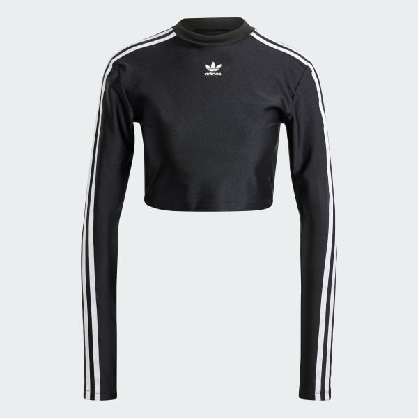 Long Sleeve Crop Top, Black F15284 - Trinys Activewear UK