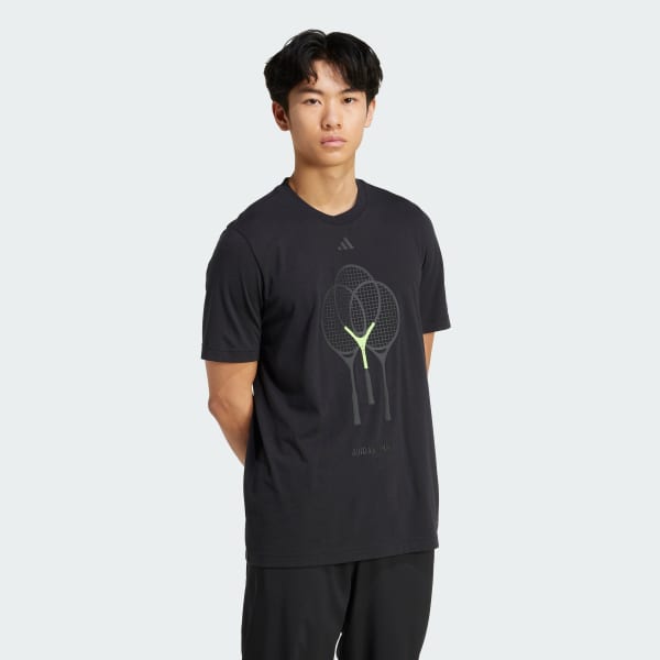 Μαύρο Tennis 3 Rackets Graphic Tee