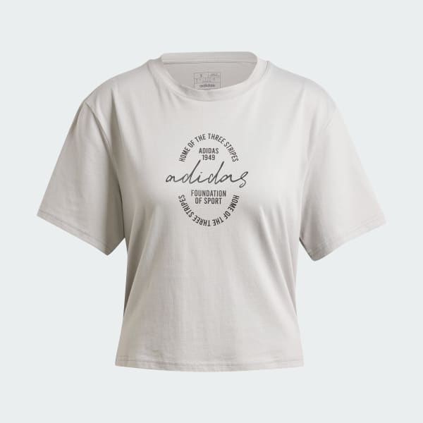 สีเทา เสื้อยืดพิมพ์ลาย Brand Love Signature