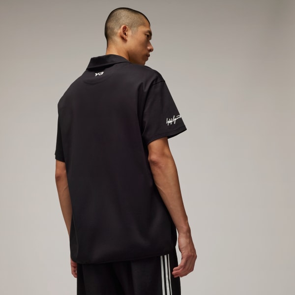 Black Y-3 레알 마드리드 트래블 반팔 폴로 셔츠