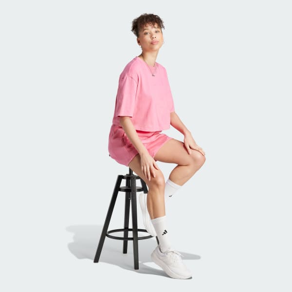 adidas ALL SZN Fleece Washed Shorts - Pink | Women's Lifestyle | adidas US