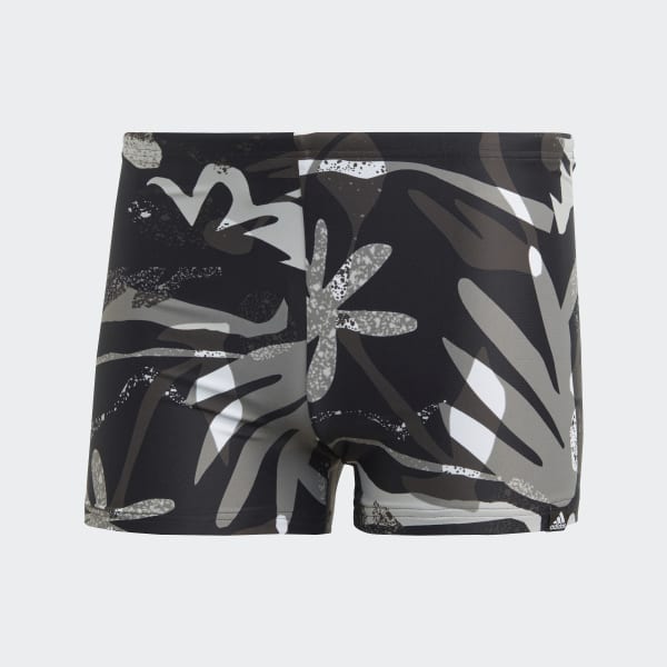 Svart Floral Graphic Swim Boxers