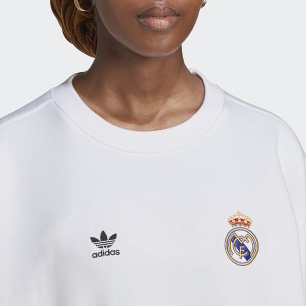 Λευκό Real Madrid Essentials Trefoil Crewneck Sweatshirt