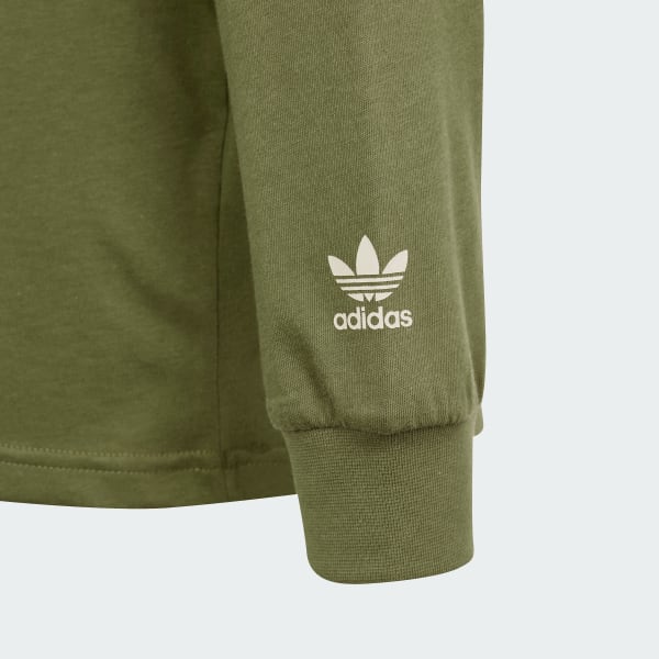 Verde Camiseta Manga Larga Estampada
