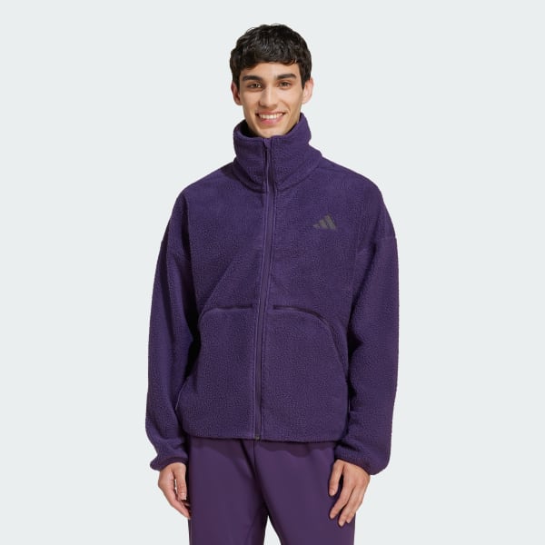 Paars City Tech High Pile Fleece Jack met Lange Ritssluiting