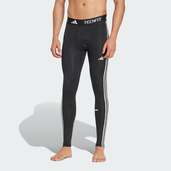 Preto Leggings de Compressão para Treino 3-Stripes TECHFIT