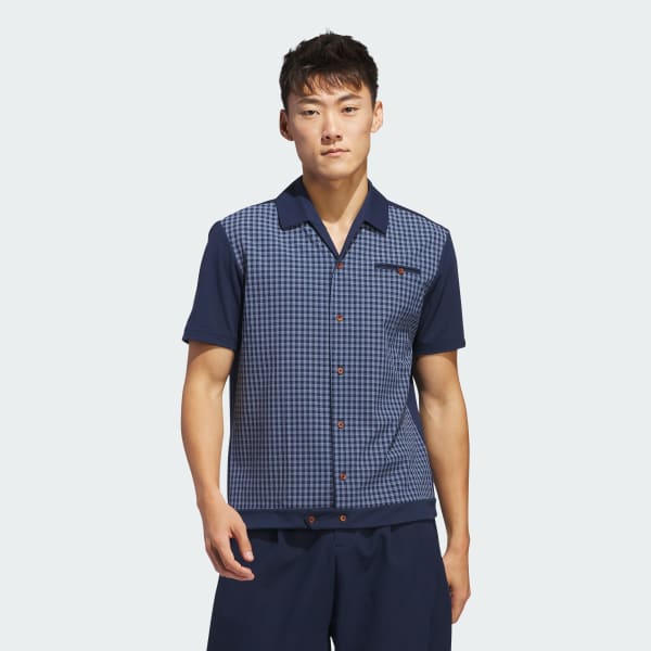Blue adidas x Malbon Button Polo Shirt