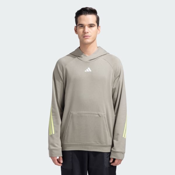 Green TRAIN ICONS 3 STRIPES HOODIE