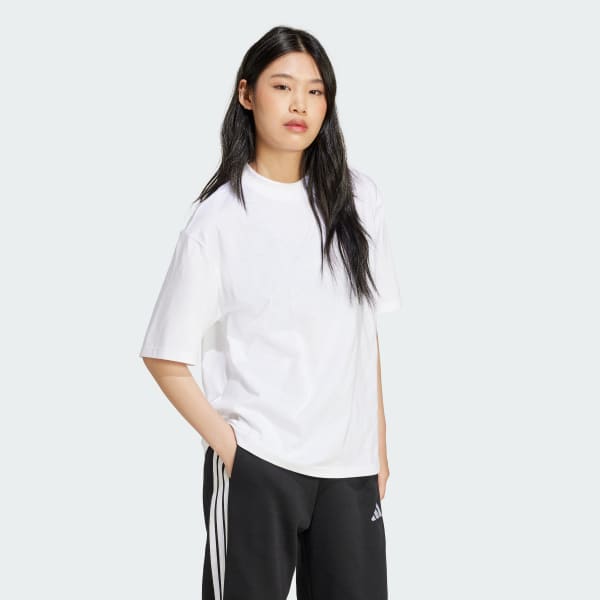 White Essentials Contemporary Logo Boyfriend Tee