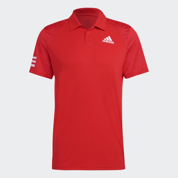 Rojo Playera Polo Club de Tenis 3 Franjas