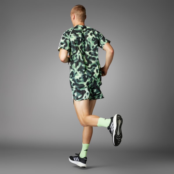 adidas Own the Run 3-Stripes 2-in-1 Shorts - Green, Men's Running