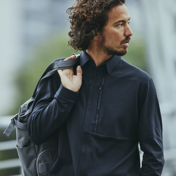Black Go-To Recycled Polyester Full-Zip Long Sleeve Shirt Jacket