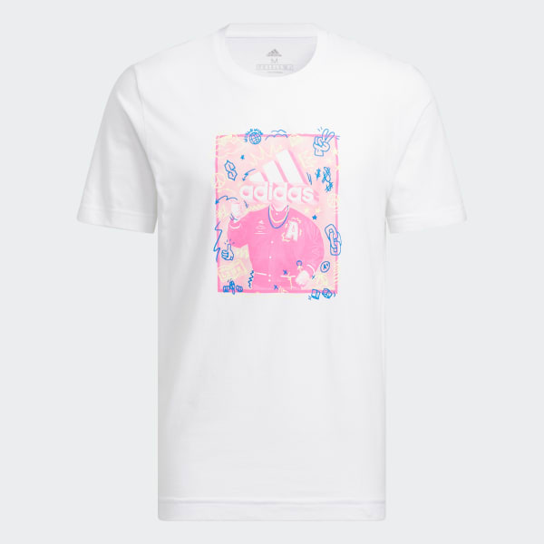 Blanco Playera Doodle Graphic