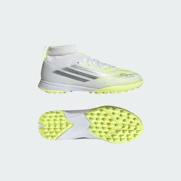 Weiss F50 SPARKFUSION LEAGUE Mid Cut Turf Fußballschuh Kids