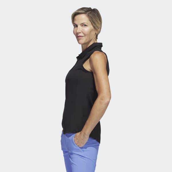 Sort Texture Sleeveless Golf polotrøje