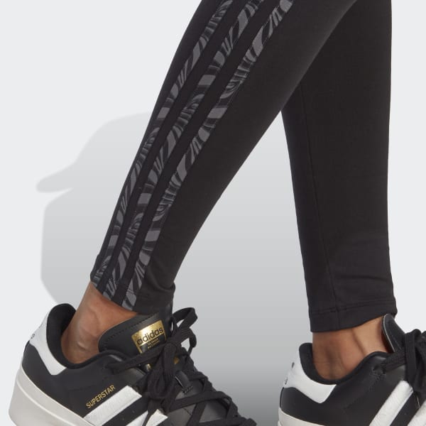 Schwarz Abstract Animal Print Leggings