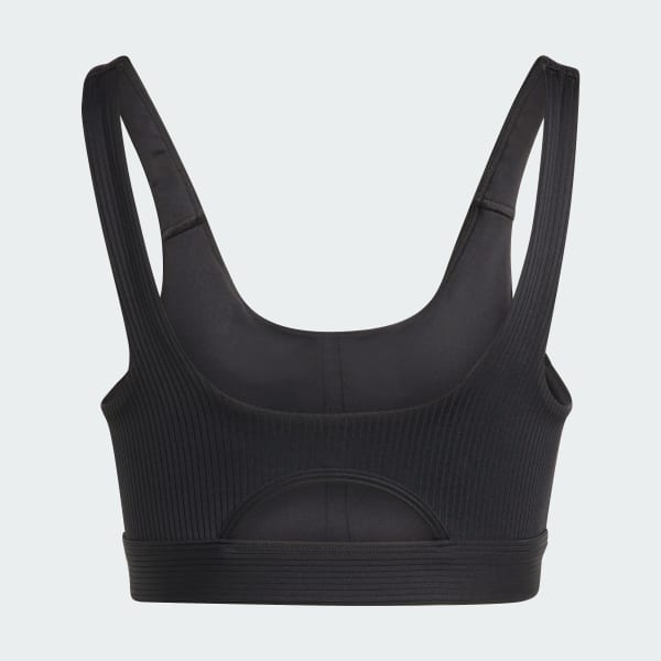 Preto Top Treino Suporte Leve Canelado