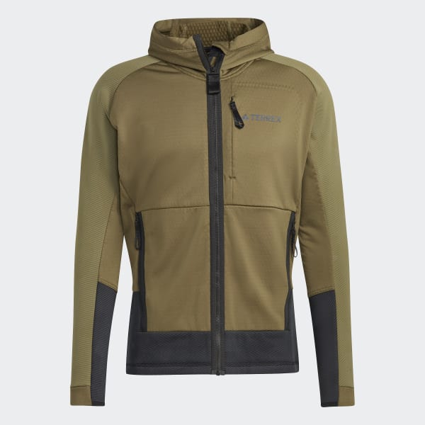 Green Terrex Tech Flooce Hooded Hiking Fleece Jacket