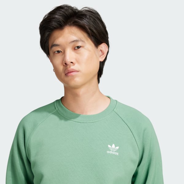 adidas Trefoil Essentials Crew Sweatshirt Green Free Shipping with adiClub adidas US