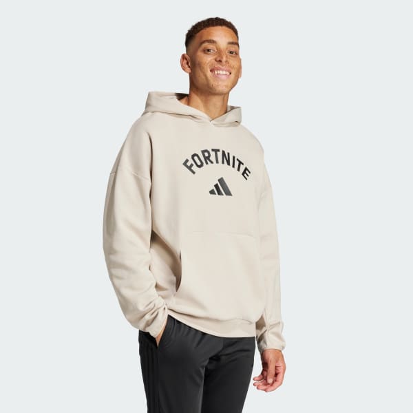 Beige adidas x Fortnite Future Icons Small Logo hættetrøje