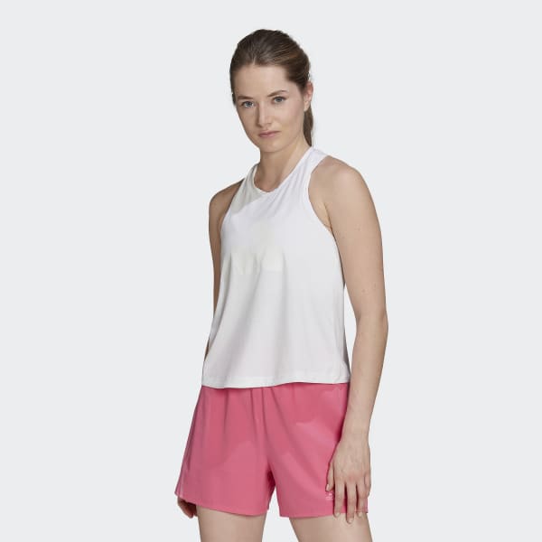 adidas Power AEROREADY Crop Sleeveless Tee - Beige, Women's Training