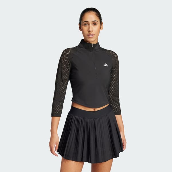 Black Tennis Pro Coldblack FreeLift Long Sleeve Cropped Long-Sleeve Top