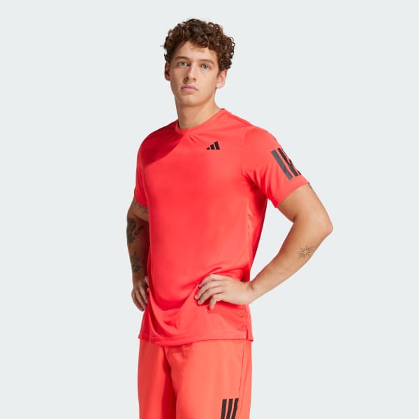 Red Club Tennis Climacool 3-Stripes Tee