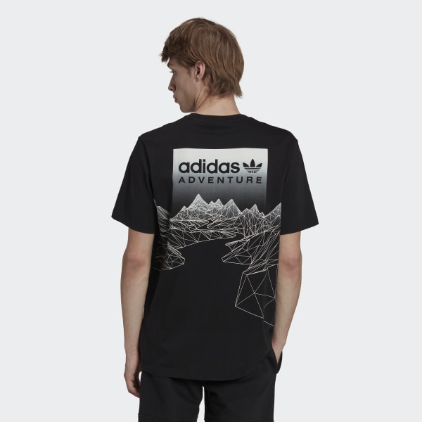 Preto Camiseta adidas Adventure Mountain Back QD373