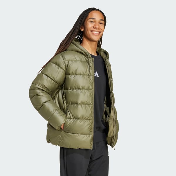 zelená Bunda Essentials CLIMAWARM Synthetic Down Puffer s kapucí