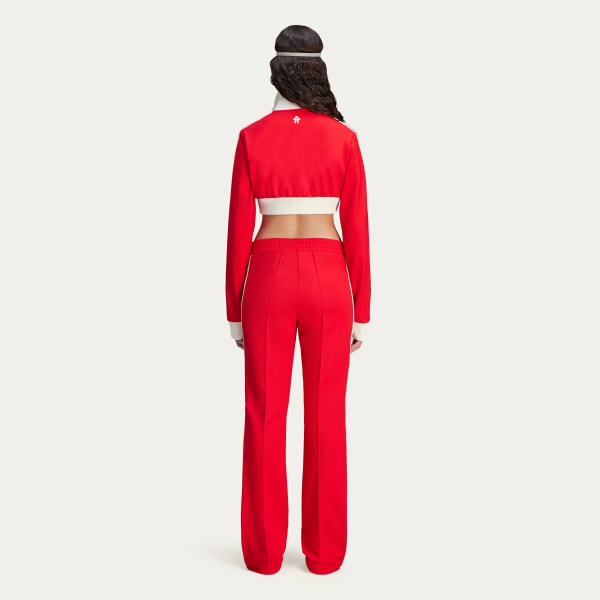 Adidas red cropped track jacket new arrivals