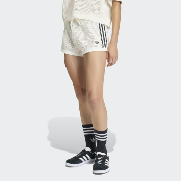 adidas KNITTED CROCHET SHORTS - White | Free Shipping with adiClub