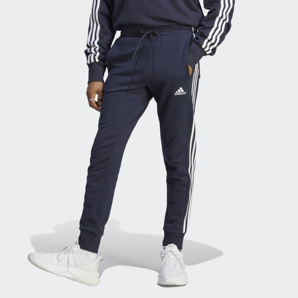 Niebieski Essentials French Terry Tapered Cuff 3-Stripes Joggers NWN54