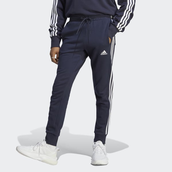 adidas Sportswear Essentials French Terry Tapered 3-Stripes Pants Blue|  Dressinn