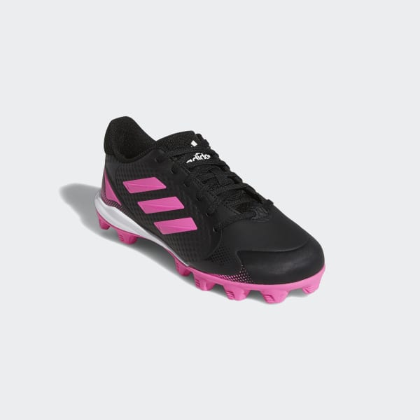 black adidas shoes with pink stripes