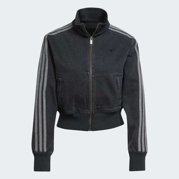 adidas アディカラーデニムトラックトップ Lサイズ ブラック JD3110 adidas Adicolor Denim Track Top - Black | Free Shipping with