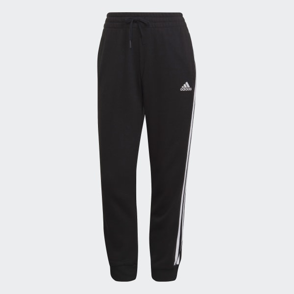 Black Essentials Studio Lounge Cuffed 3-Stripes 7/8 Joggers