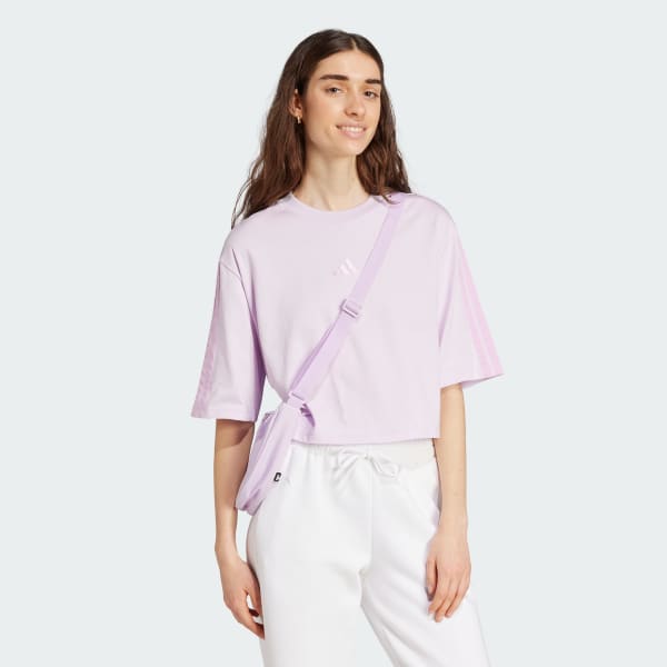 Morado Polera holgada de algodón Essentials con las 3 Tiras