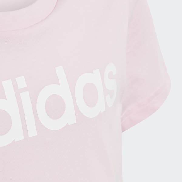 Rosa Playera Essentials Logo Linear Algodón Ajuste Ceñido