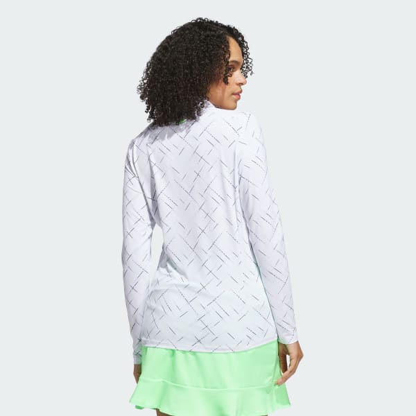 adidas Ultimate365 Printed Quarter-Zip Mock Neck Top - White