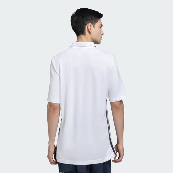 White 3 Stripes Pique Polo Shirt