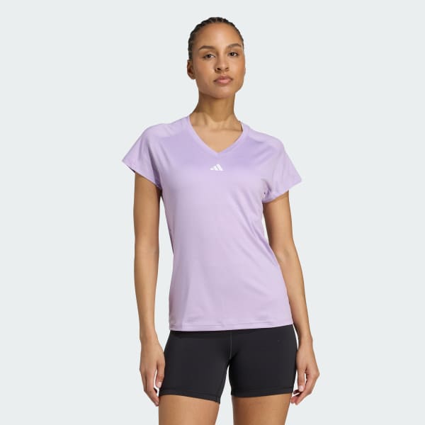 Morado Polera Minimalista AEROREADY Train Essentials Cuello en V