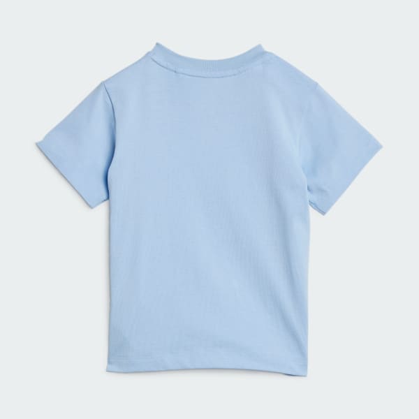 สีน้ำเงิน ชุดเสื้อยืดและกางเกงขาสั้นสำหรับเด็ก