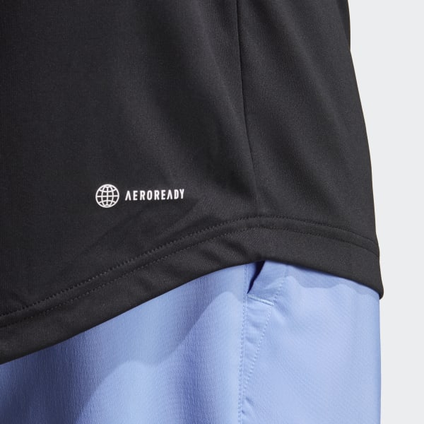 Schwarz Club 3-Streifen Tennis T-Shirt