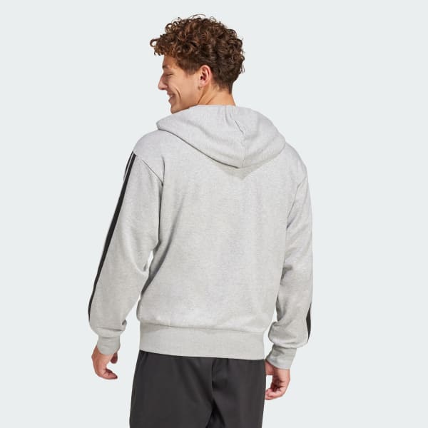 sedá Mikina Essentials 3-Stripes French Terry Full-Zip