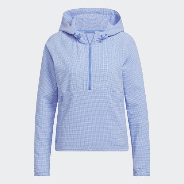 Blu Felpa con cappuccio da golf Seersucker 1/4-Zip